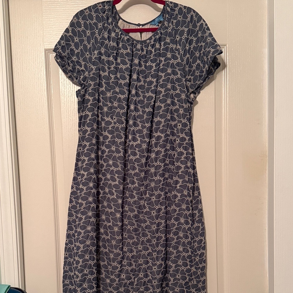 Draper James Blue and White Embroidered Dress